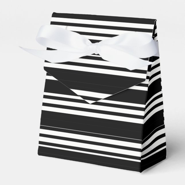 Tuxedo Black & White Triple Stripe Favour Box (Front Side)