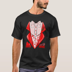 Tuxedo Bow Tie Heart Funny Valentines Day Costume T-Shirt