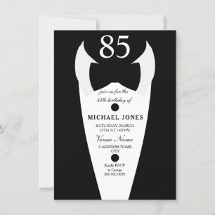 Tuxedo Bow Tie Mens 85th Birthday Party Invite