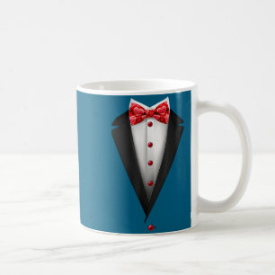 Tuxedo bow tie with cute hearts for valentines day coffee mug