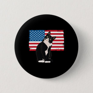 Tuxedo Cat 4th Of July Patriotic Tee Gift Adults K 6 Cm Round Badge