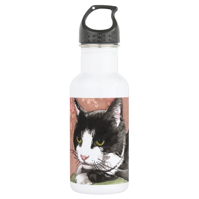 Tuxedo Cat 532 Ml Water Bottle (Front)