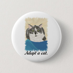 Tuxedo Cat Adopt a Cat Promotion Pins