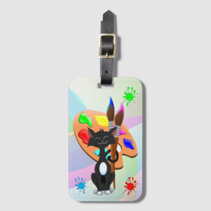 Tuxedo Cat And Paint Palette Luggage Tag