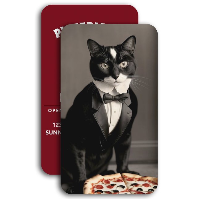 tuxedo cat and pizza business card (Creator Uploaded)
