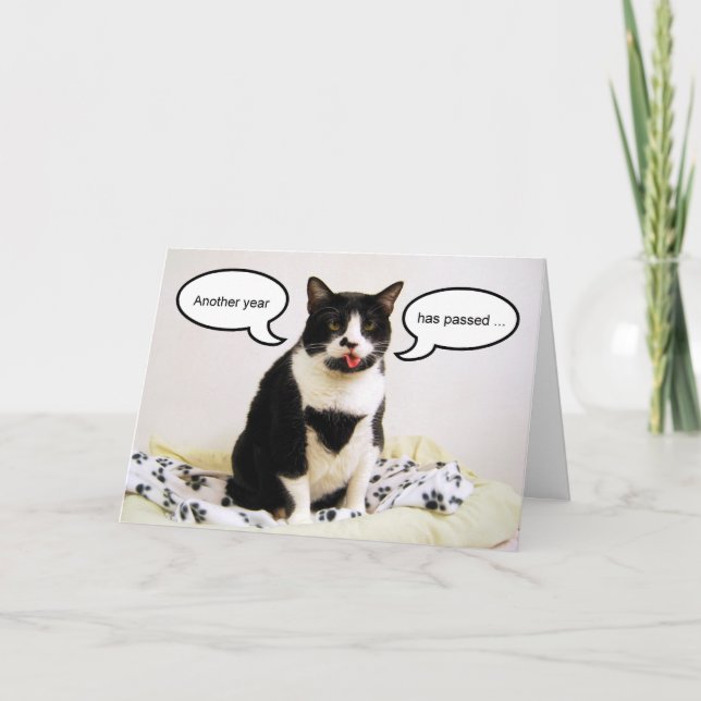 Tuxedo Cat Birthday Humour Card (Front)