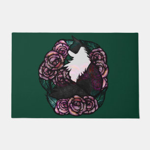 Tuxedo Cat Black and white kitty cats              Doormat