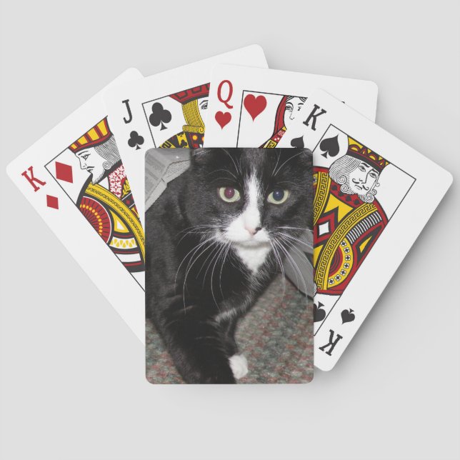 Tuxedo Cat Black and White Playing Cards (Back)