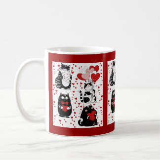 Tuxedo cat black and white Valentine  Coffee Mug
