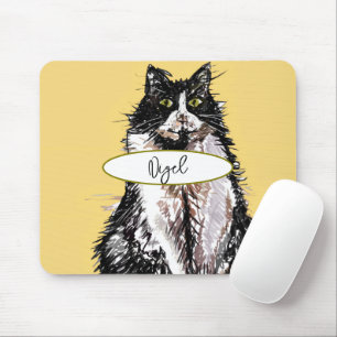 Tuxedo Cat Black White Cats Mens Boys Whimsical Mouse Pad
