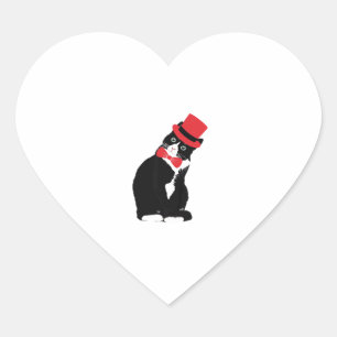 Tuxedo Cat Bow Tie Day Top Hat Halloween Valentine Heart Sticker