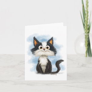 Tuxedo Cat Cartoon Card