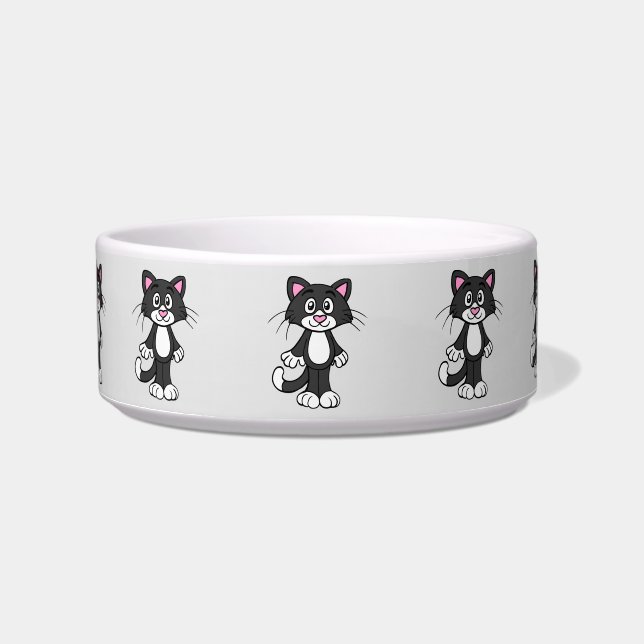 tuxedo cat cat food bowl  (Front)