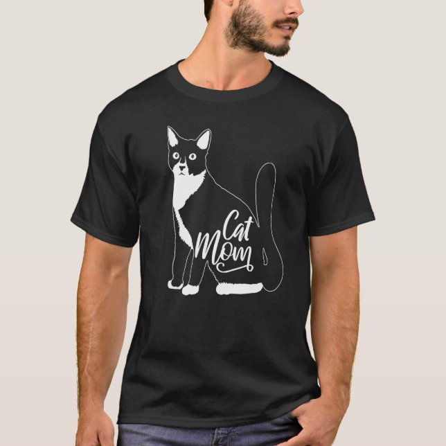 Tuxedo Cat  Cat Mom T-Shirt (Front)