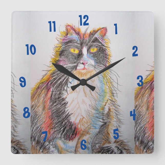 Tuxedo Cat Cats Art Animal Childs Room Clock (Front)