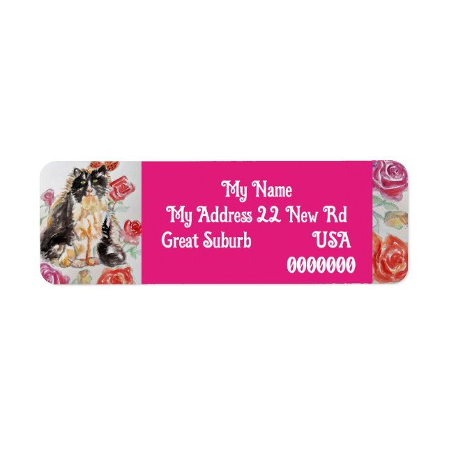 Tuxedo cat Cats Art Return Address Labels (Front)