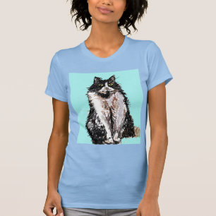 Tuxedo Cat cats cute Black and White pets T-Shirt