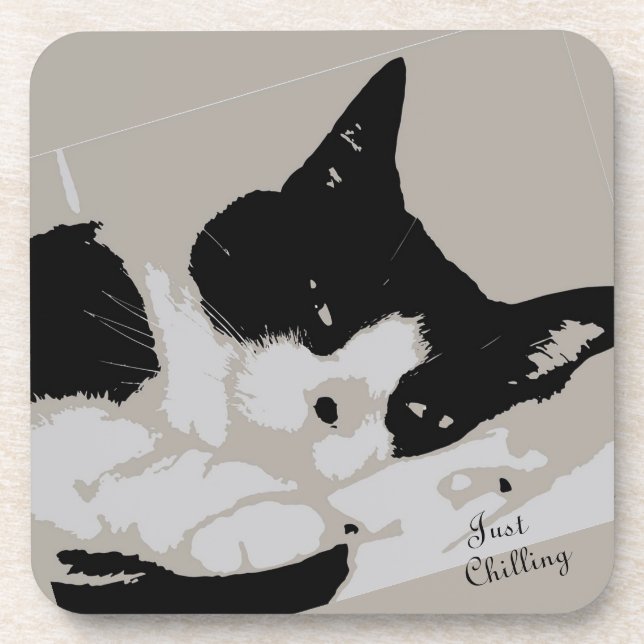 Tuxedo Cat Chilling Coaster (Front)
