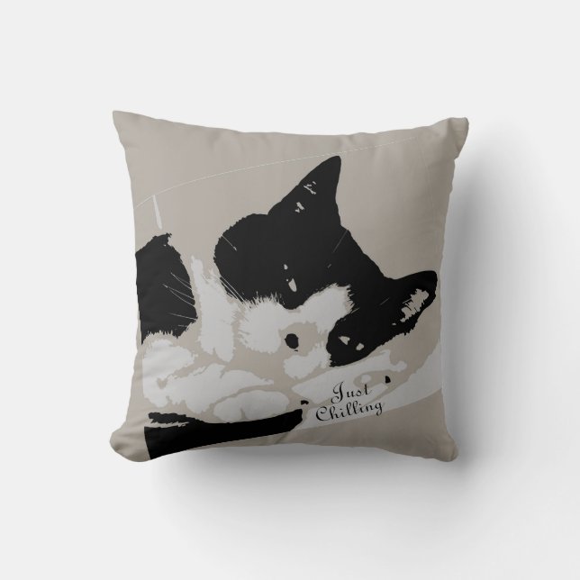 Tuxedo Cat Chilling Cushion (Front)