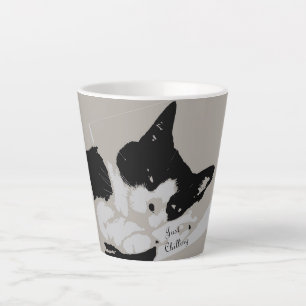 Tuxedo Cat Chilling Latte Mug
