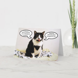 Tuxedo Cat Christmas Humour Card