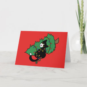 Tuxedo Cat Christmas Tree Card