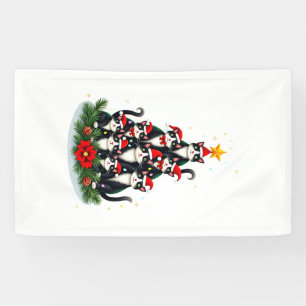 Tuxedo Cat Christmas Tree Tuxedo Cat Lights Xmas M Banner