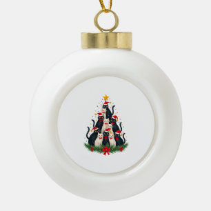 Tuxedo Cat Christmas Tree Tuxedo Cat Lights Xmas M Ceramic Ball Christmas Ornament