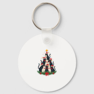 Tuxedo Cat Christmas Tree Tuxedo Cat Lights Xmas M Key Ring
