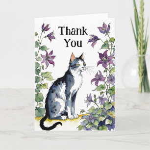 Tuxedo Cat Clematis Vines Card
