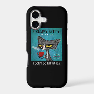 Tuxedo Cat Coffee I Don't Do Mornings Grumpy Kitty