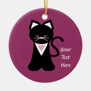 Tuxedo Cat (customisable) Ceramic Tree Decoration