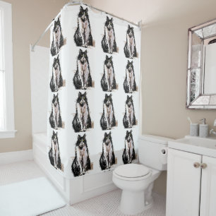 Tuxedo Cat Cute Black White Cats Shower Curtain