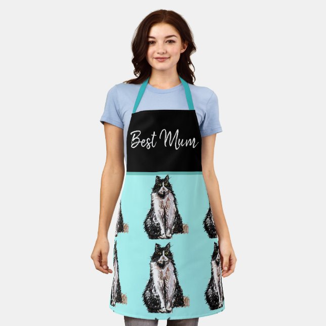Tuxedo Cat Cute Cats Black White Animal Mum Apron (Worn)