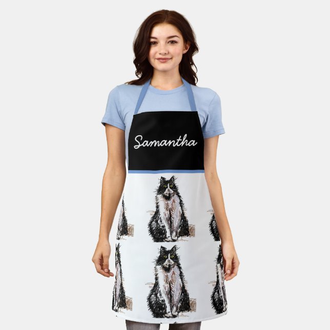 Tuxedo Cat Cute Cats Black White Animal Pet Apron (Worn)