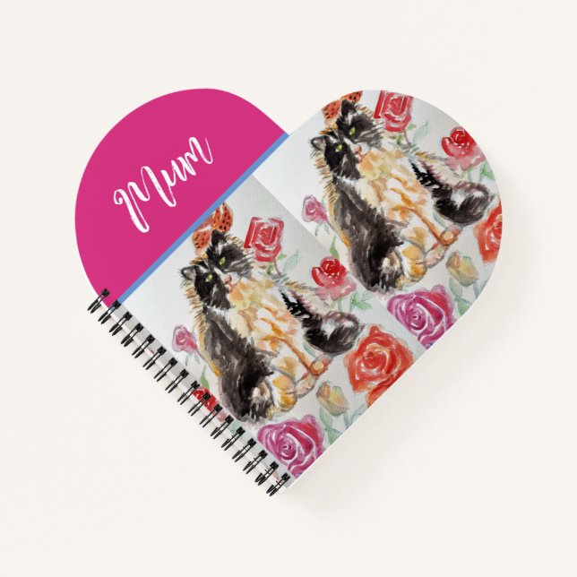 Tuxedo Cat Cute Cats Black White Mum Mothers Day Notebook (Front)