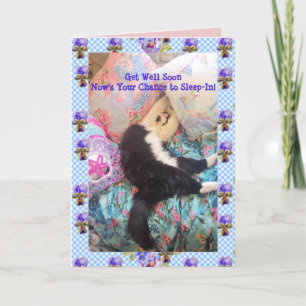 Tuxedo Cat Cute Funny Sleeping Cats Get Well Card