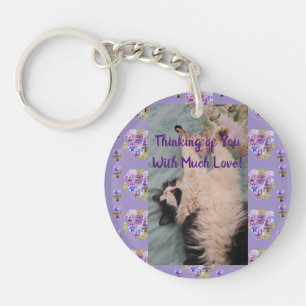 Tuxedo Cat Cute Funny Thinking of You Love Keyring