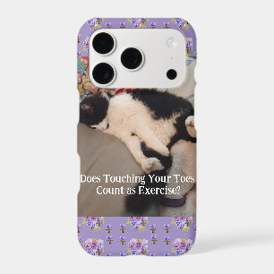 Tuxedo Cat Cute Happy Birthday Touching Toes Card