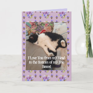 Tuxedo Cat Cute I Love You Toe Beans Card