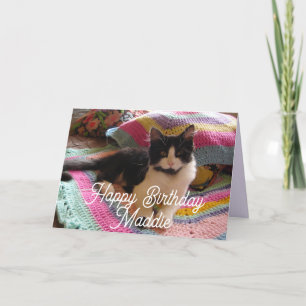 Tuxedo Cat Cute with Pretty Crochet Rug Card