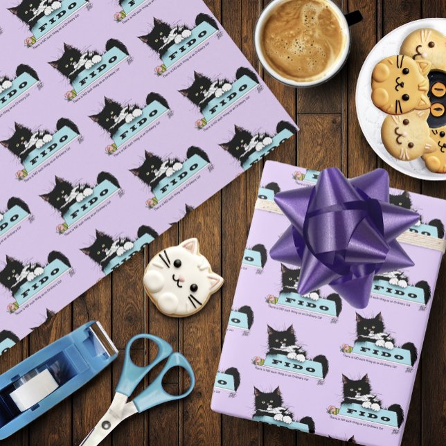 Tuxedo Cat Dog's Bowl Wrapping Paper (Creator Uploaded)