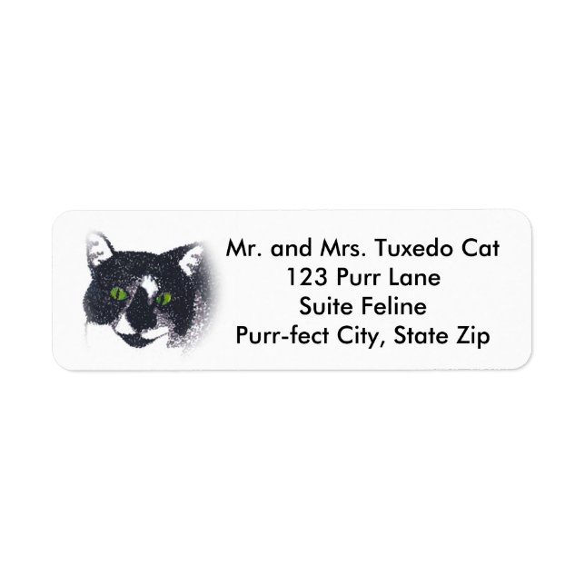 Tuxedo Cat Face Pointillism Address Labels (Front)