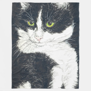Tuxedo cat fleece blanket