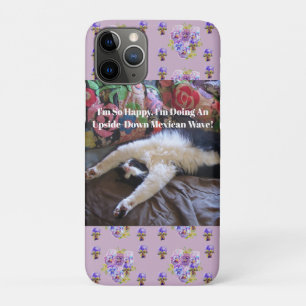 Tuxedo Cat Funny Cute doing a Mexican Wave Quote iPhone 11 Pro Case