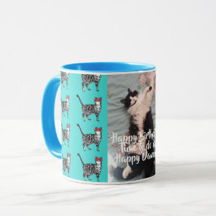 Tuxedo Cat Funny Happy Dance Birthday Mug Tabbies
