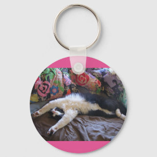 Tuxedo Cat Funny Mexican Wave Cute Birthday Key Ring