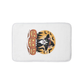 Tuxedo Cat Halloween Witch Cute Pumpkins Essential Bath Mat