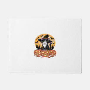 Tuxedo Cat Halloween Witch Cute Pumpkins Essential Doormat