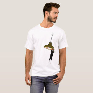Tuxedo Cat Hanging on Lamp T-Shirt